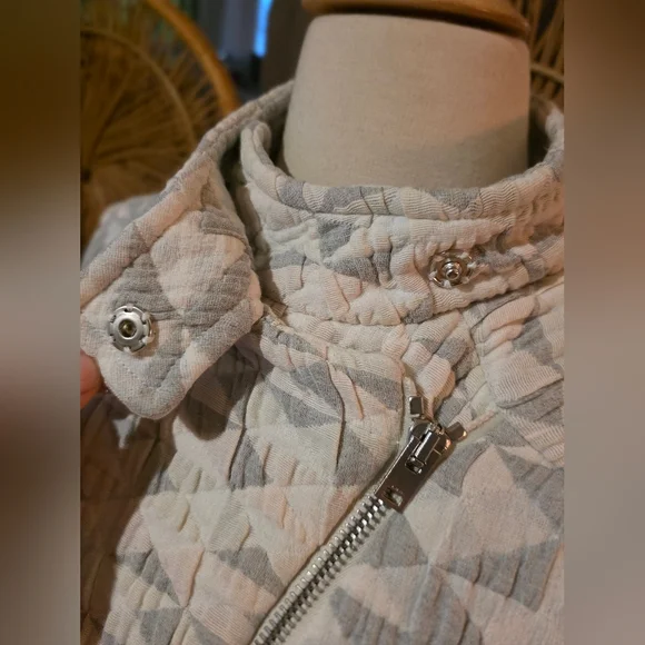 IRO Otavia Quilted Moto Jacket In Beige Multicolor Size French 36/US 4 - Picture 12 of 16